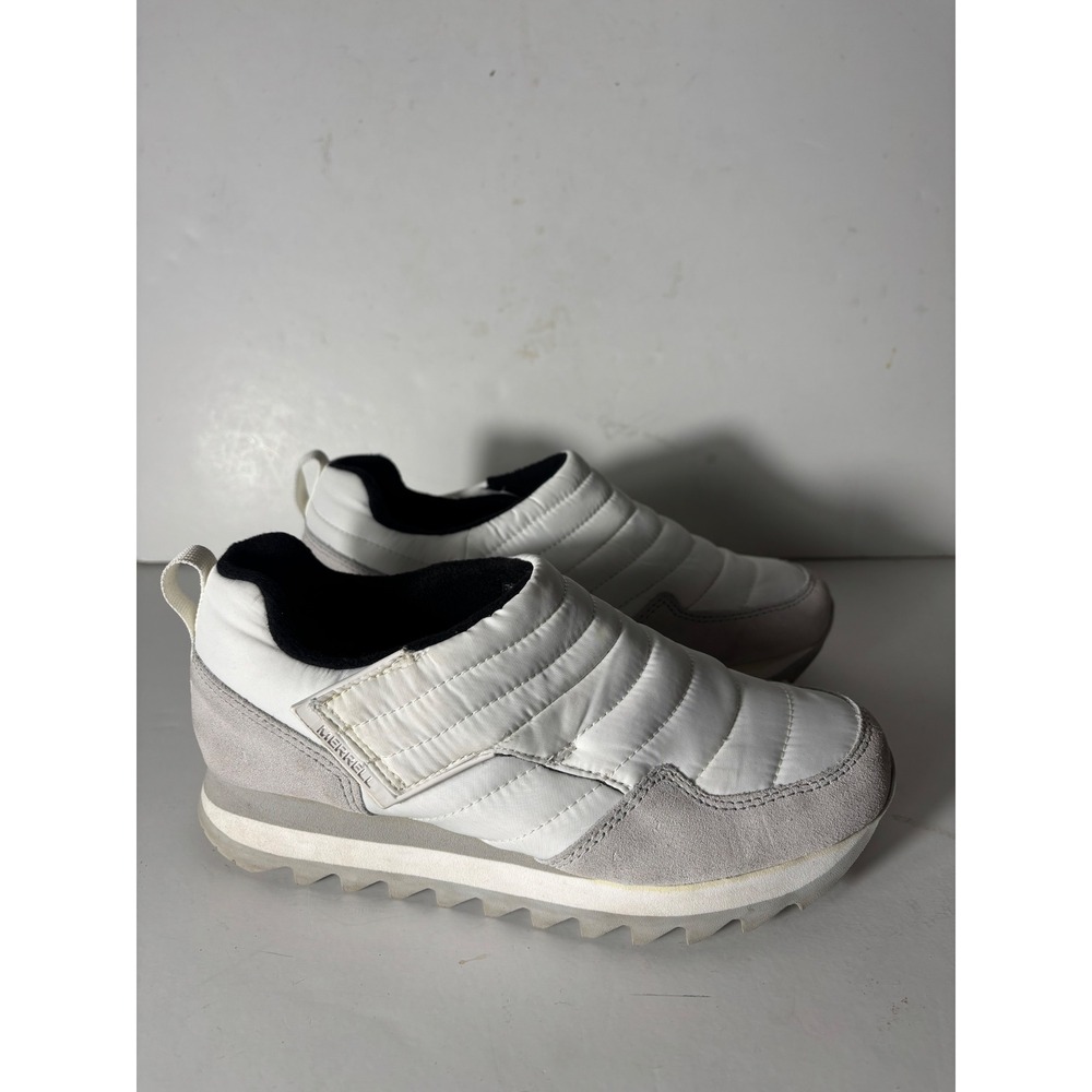 Merrell Womens Alpine Moc Strap Polar Slip On Shoe Quilted White Gray Suede 8